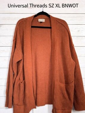 Universal Thread Open-Front Cardigan Sweater - Rust Orange